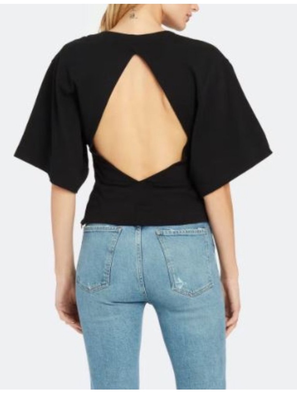 Bassike - Double Jersey Batwing Short Sleeve T-Shirt with Open back